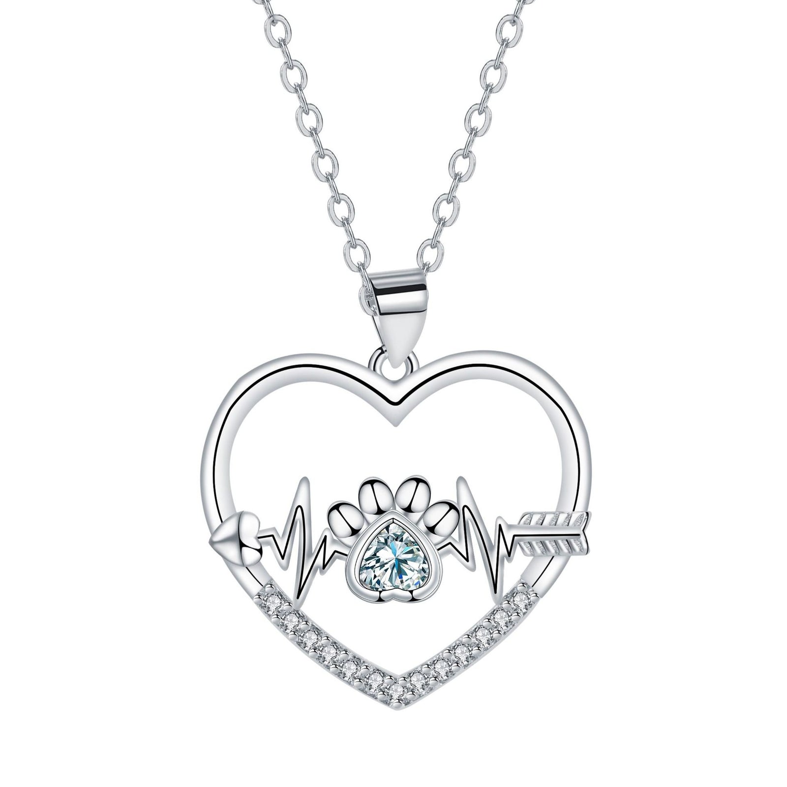 Colar Coração Pegada Pet Prata