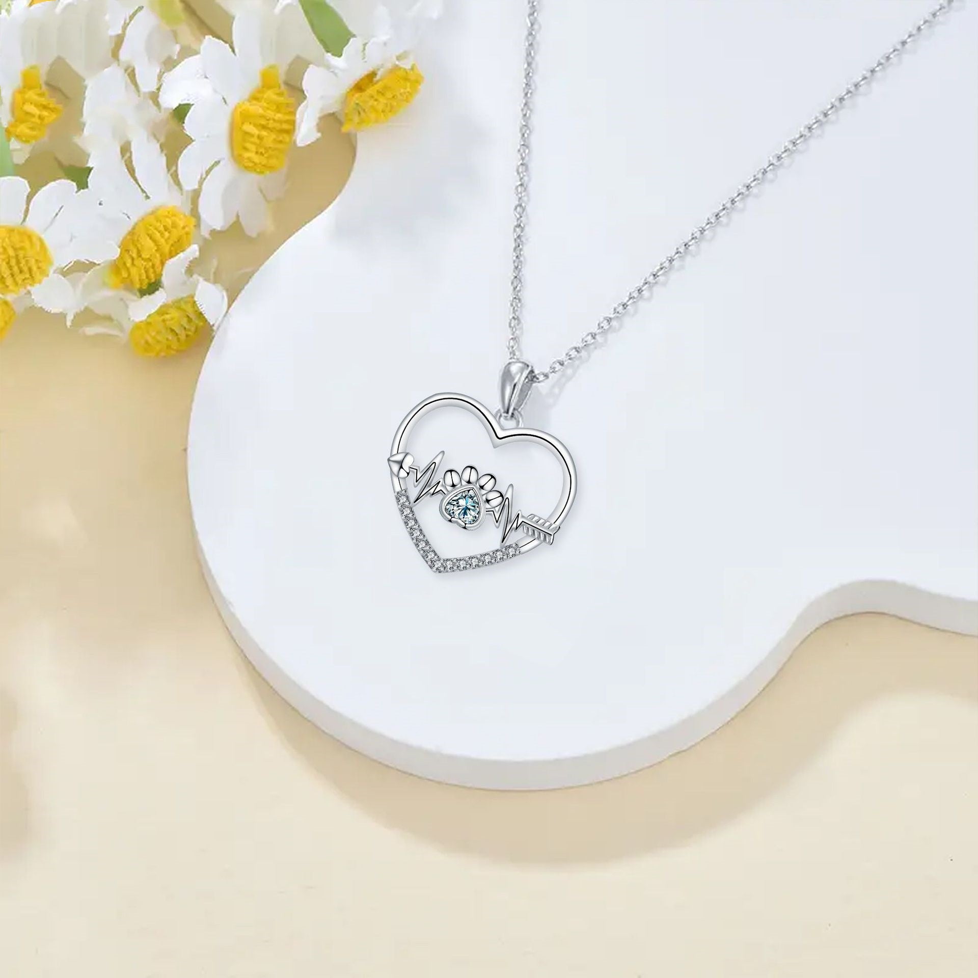 Colar Coração Pegada Pet Prata