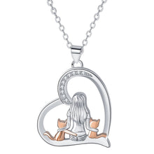 Colar Coração Menina e Gatos