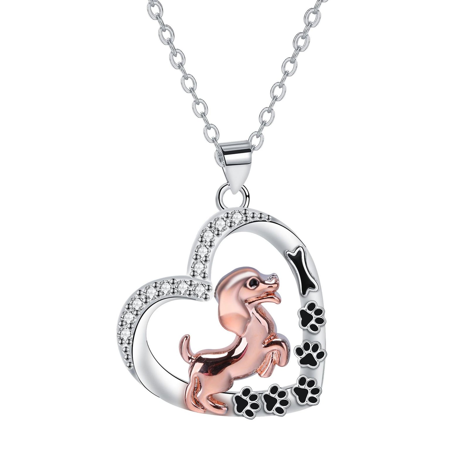 Colar Amor Pingente Cão Rose