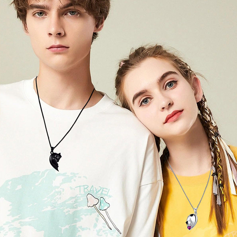 Colar Casal Gatos Abraço