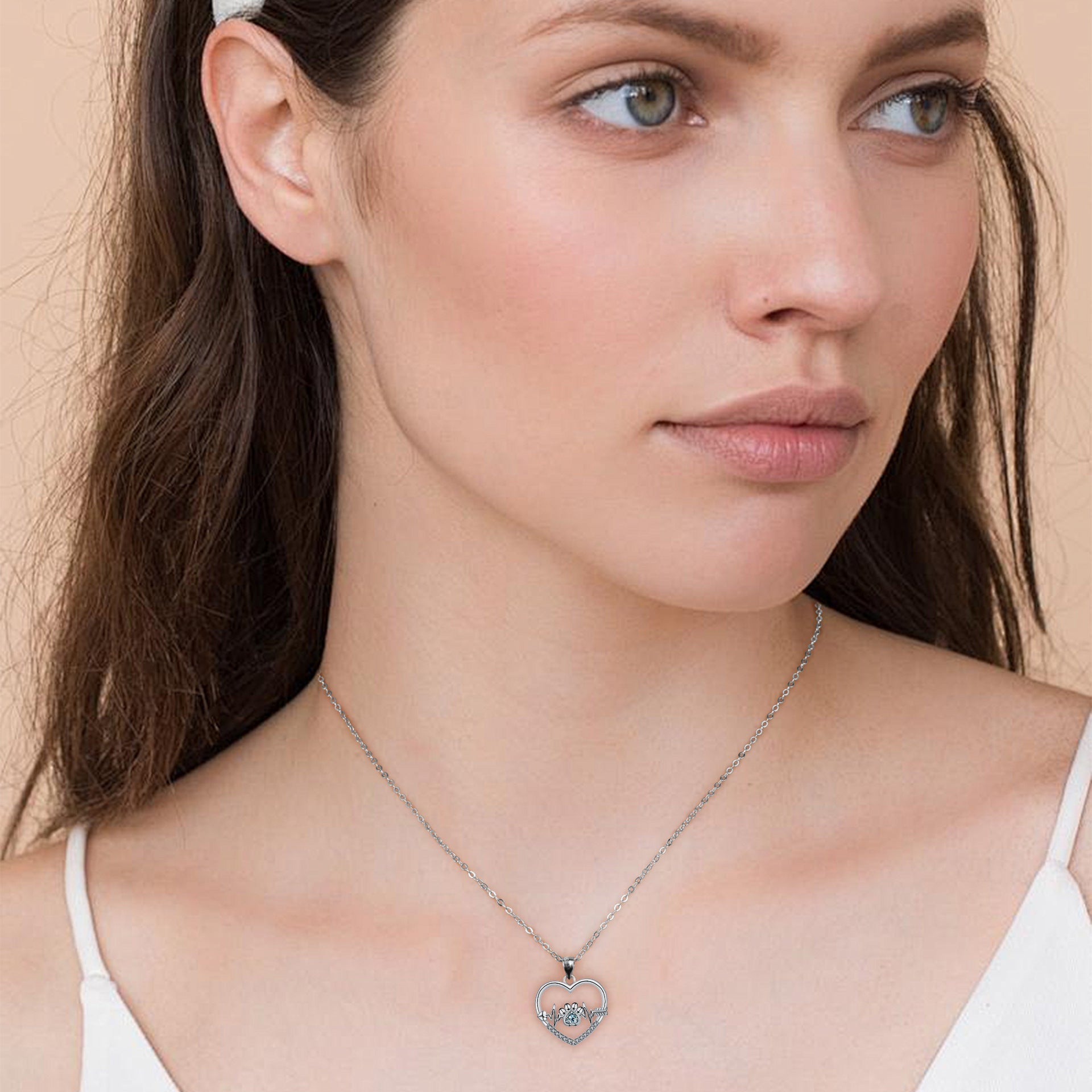 Colar Coração Pegada Pet Prata