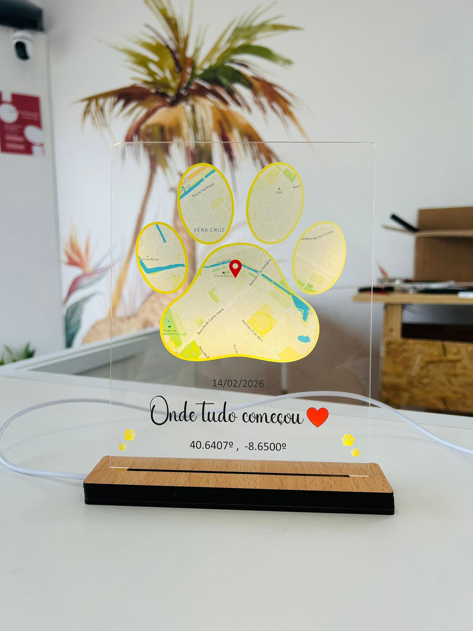 Candeeiro personalizado - Mapa Acrílico
