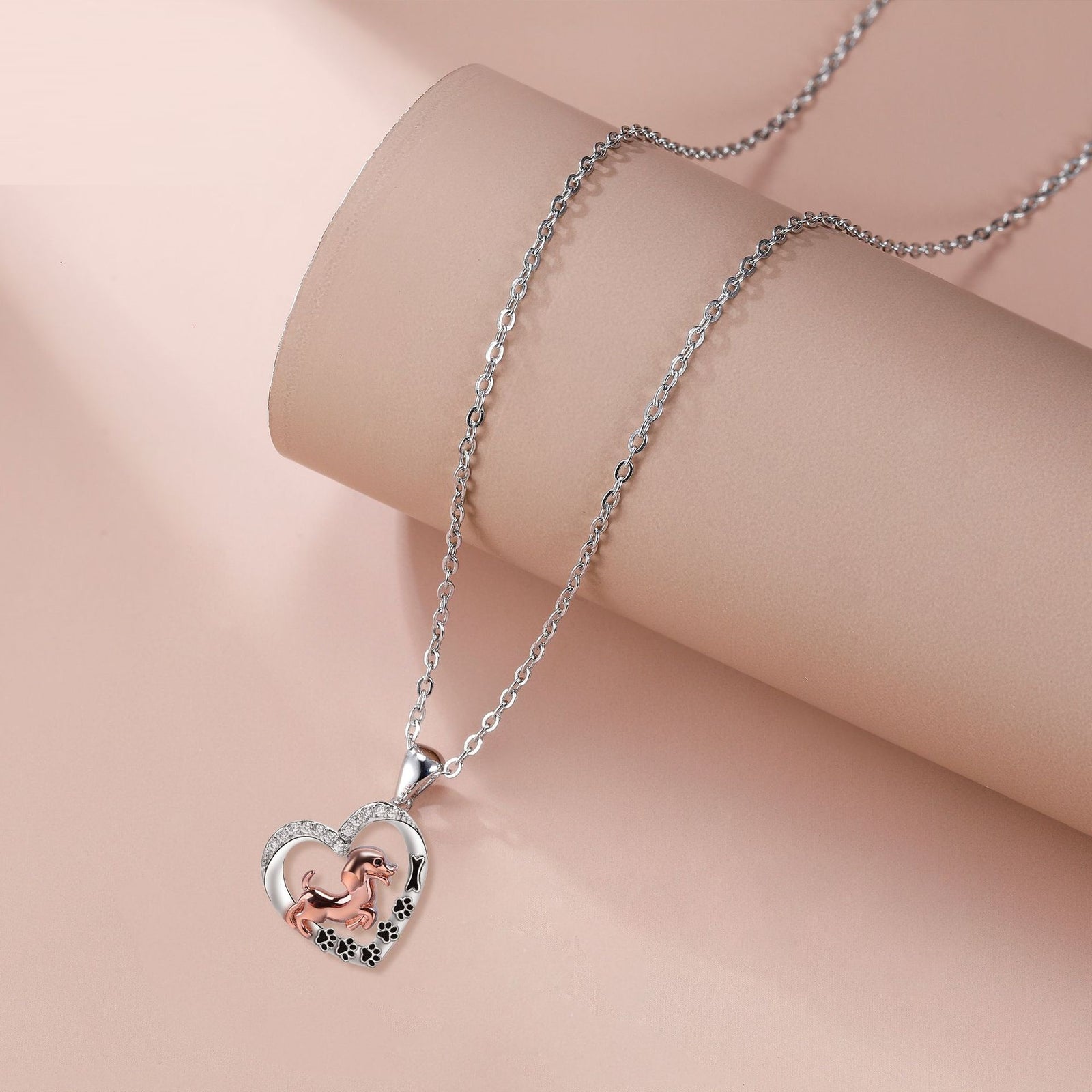 Colar Amor Pingente Cão Rose